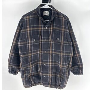 ARIAT Retro Fit Men's Plaid Flannel Lined Button Snap Front Jacket Brown Large